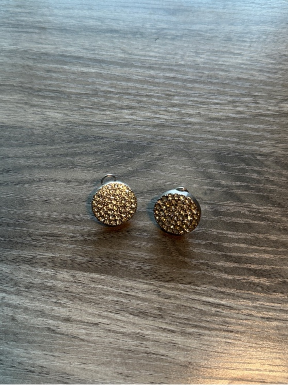 Sparkling Pave Disc Stud Earrings - Silver Tone